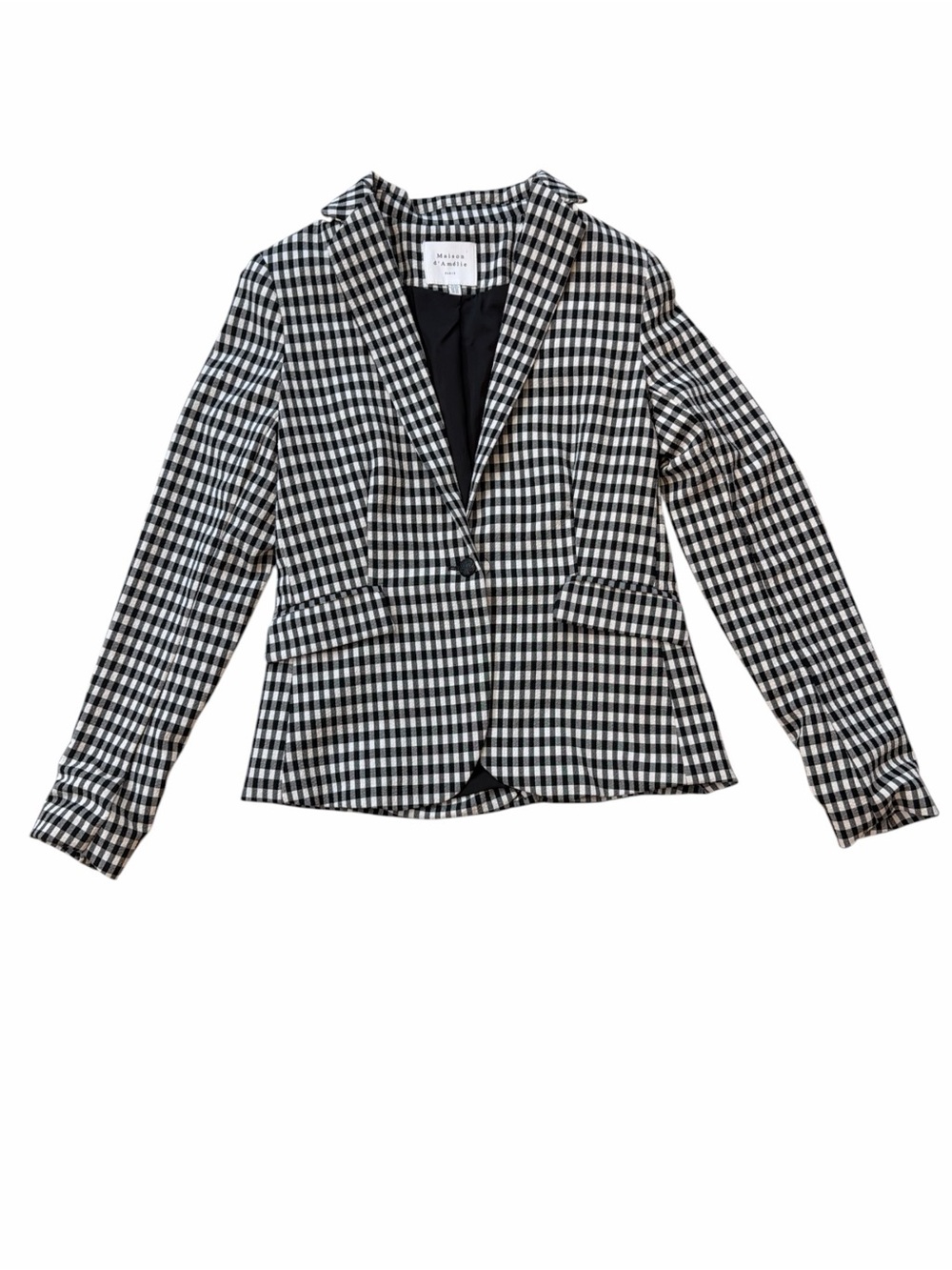 Maison D’Amelie Checked Blazer Jacket - Black & White